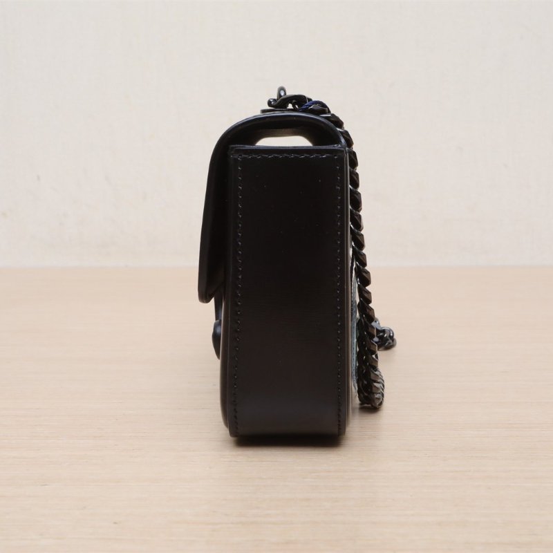 CELINE CuirTriomphe凱旋門浮雕橫版肩背包20鏈條款黑色牛皮黑扣肩背包-4