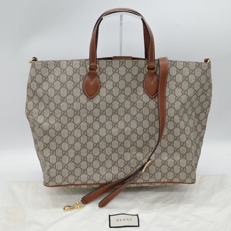 Gucci 古馳 pvc 烏木色 經典花紋 托特包 手提包 單肩包-0