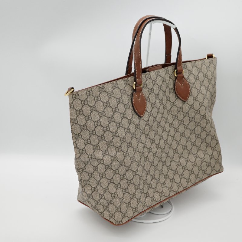 Gucci 古馳 pvc 烏木色 經典花紋 托特包 手提包 單肩包-2