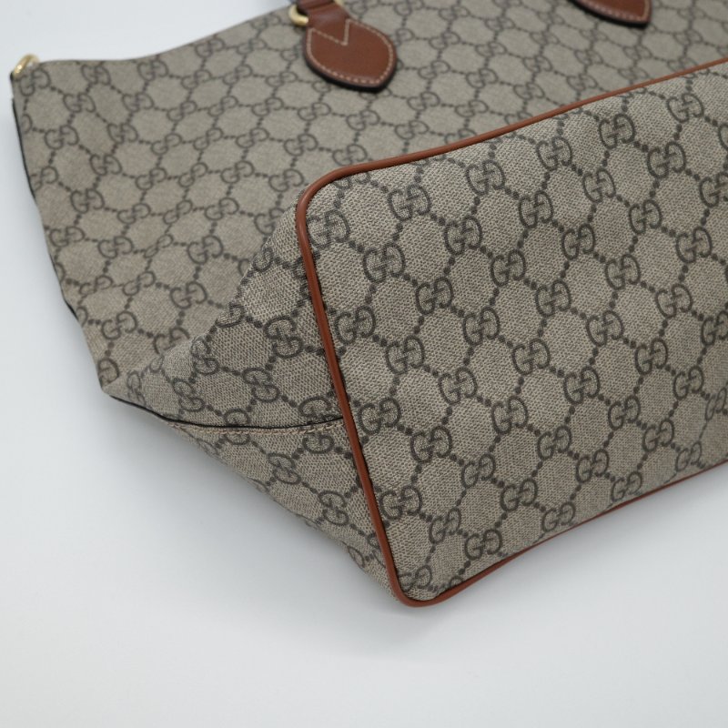Gucci 古馳 pvc 烏木色 經典花紋 托特包 手提包 單肩包-5