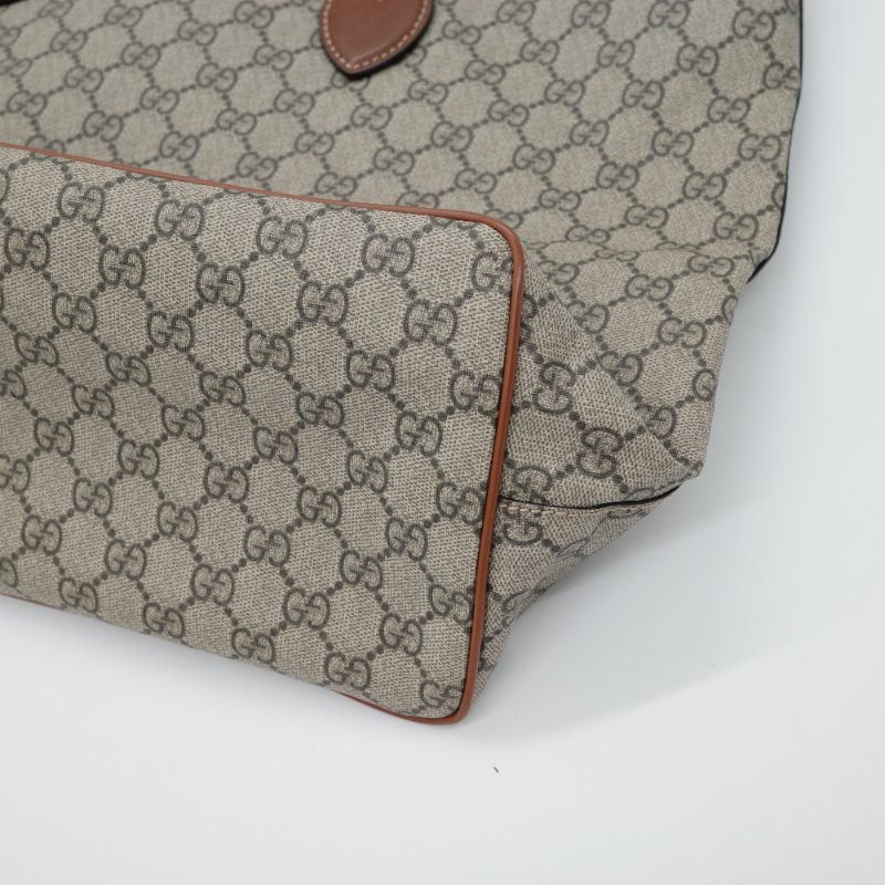 Gucci 古馳 pvc 烏木色 經典花紋 托特包 手提包 單肩包-6