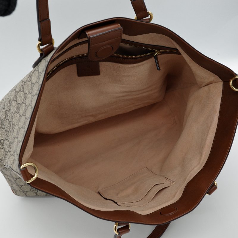 Gucci 古馳 pvc 烏木色 經典花紋 托特包 手提包 單肩包-9