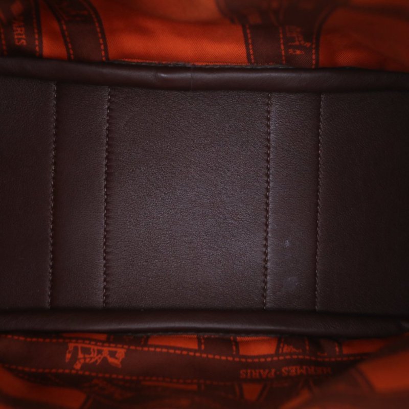 HERMES 中古mini花園包46烏木色Swift皮框I銀扣肩背包-2