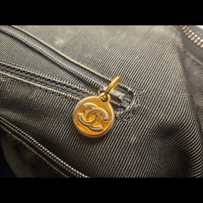 Chanel 黑色 荔枝 牛皮 托特包-16