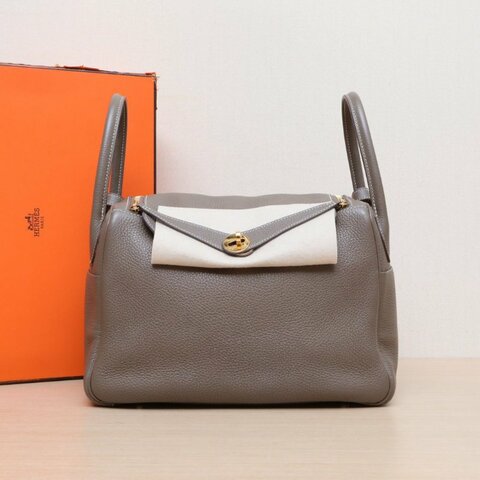 HERMES Lindy3018大象灰TC皮D刻金扣肩背包
