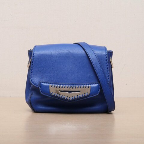 TOD'S 藍色牛皮馬鞍包小號斜跨包肩背包