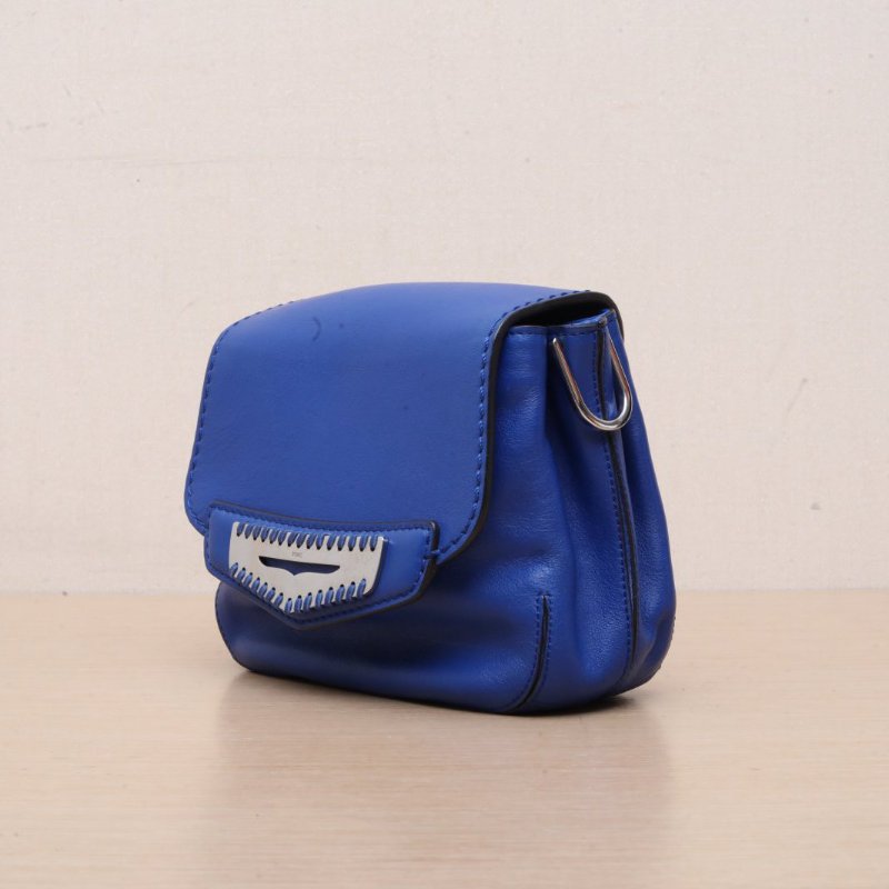 TOD'S 藍色牛皮馬鞍包小號斜跨包肩背包-3