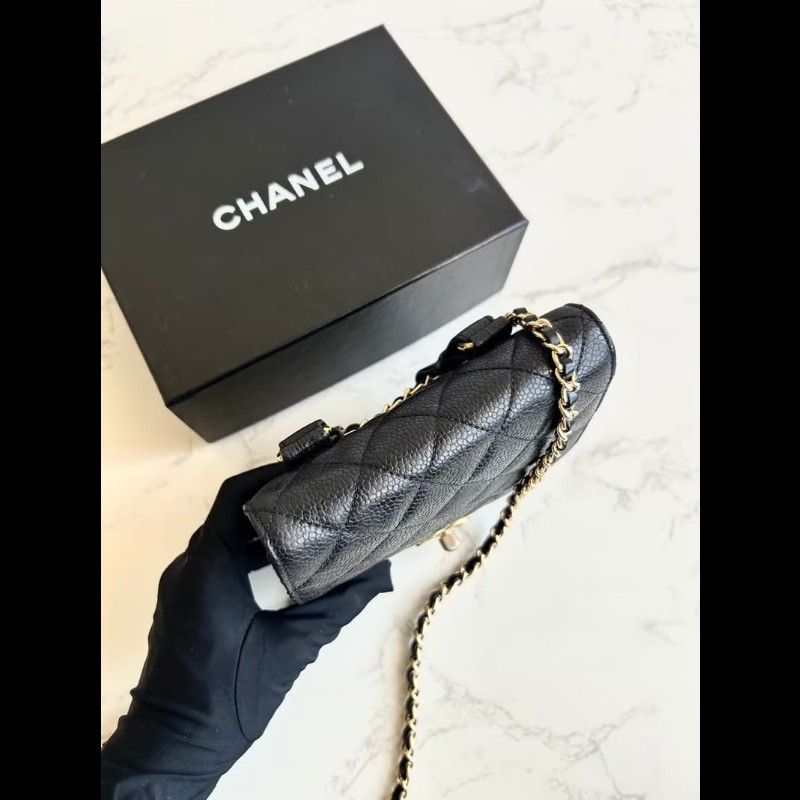 【LA LUNE】中古包 Chanel黑色金旋轉扣馬鞍包 斜背包 單肩包 側背包 二手包-1