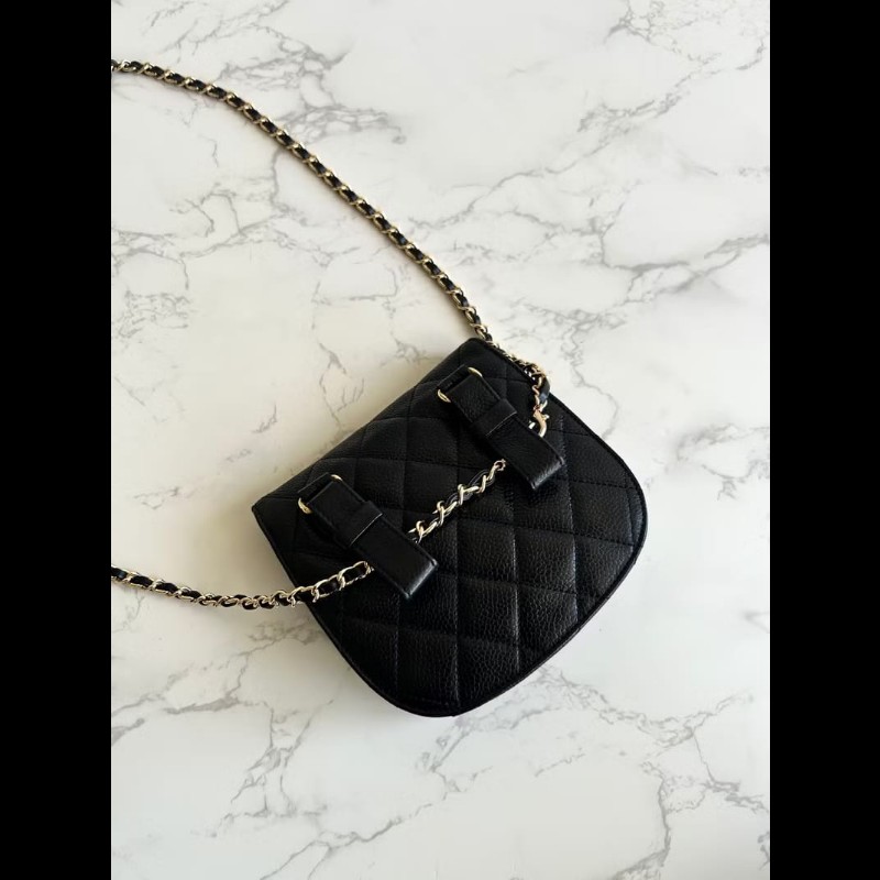 【LA LUNE】中古包 Chanel黑色金旋轉扣馬鞍包 斜背包 單肩包 側背包 二手包-3