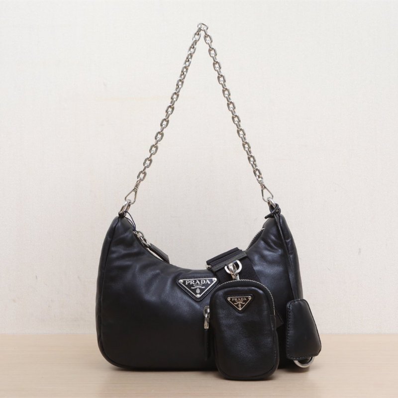 PRADA Hobo三合一黑色牛皮肩背包-1