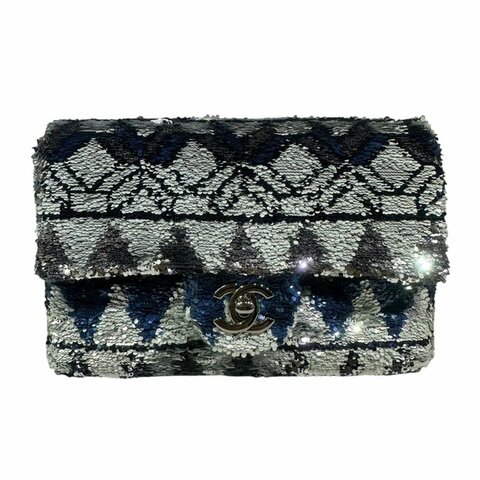 【美收精品】CHANEL藍銀色亮片CF 4-478