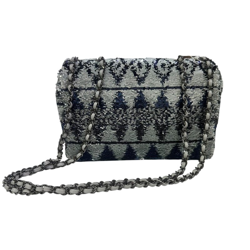 【美收精品】CHANEL藍銀色亮片CF 4-478-1