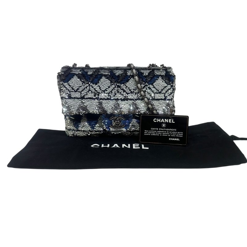 【美收精品】CHANEL藍銀色亮片CF 4-478-10