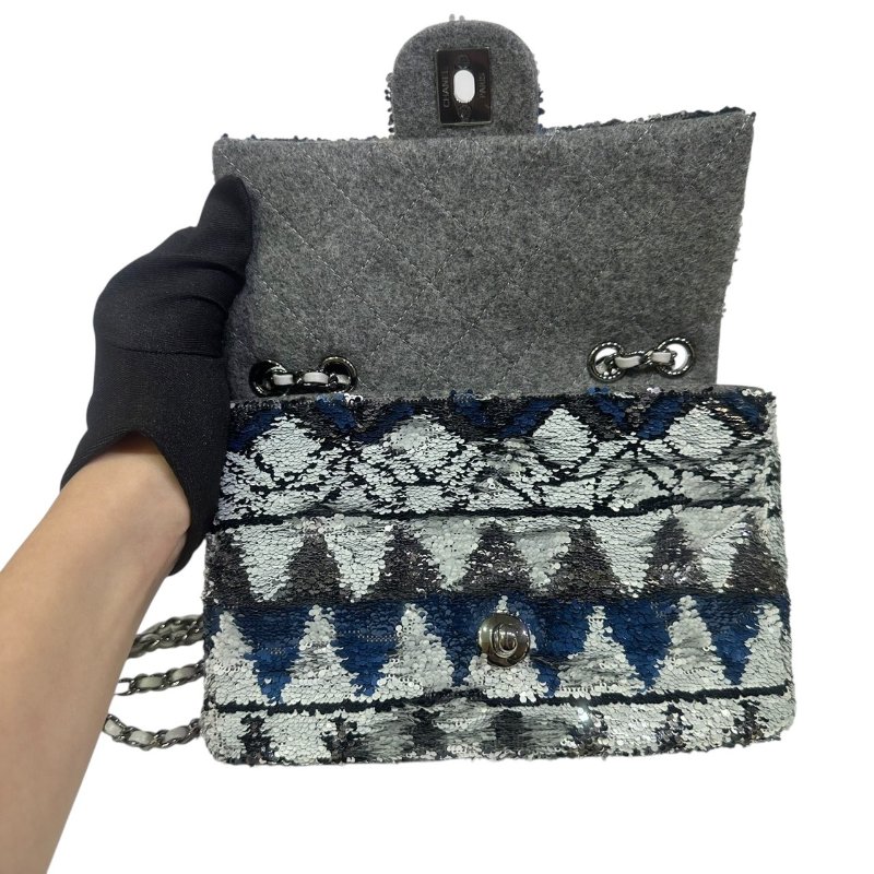 【美收精品】CHANEL藍銀色亮片CF 4-478-14