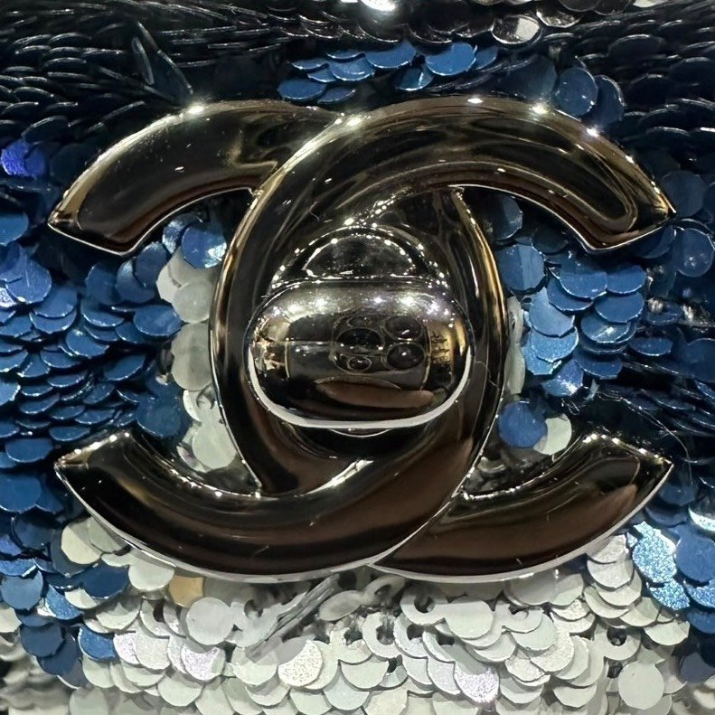 【美收精品】CHANEL藍銀色亮片CF 4-478-20