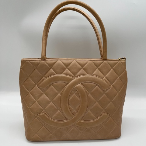 Chanel香奈兒希爾頓金幣包 手提包 香檳金 羊皮