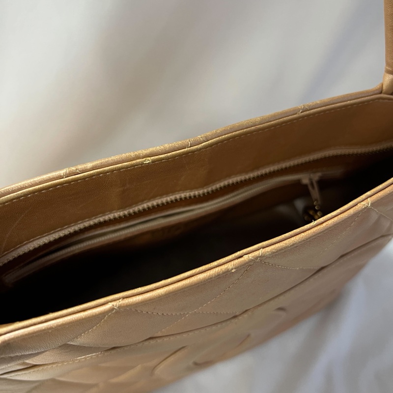 Chanel香奈兒希爾頓金幣包 手提包 香檳金 羊皮-19