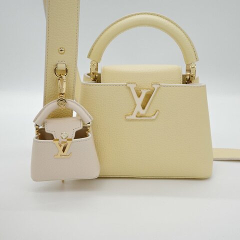 Louis Vuitton 路易威登 Capucines Mini 鵝黃色 小牛皮 手提包 肩背包 斜背包 手袋