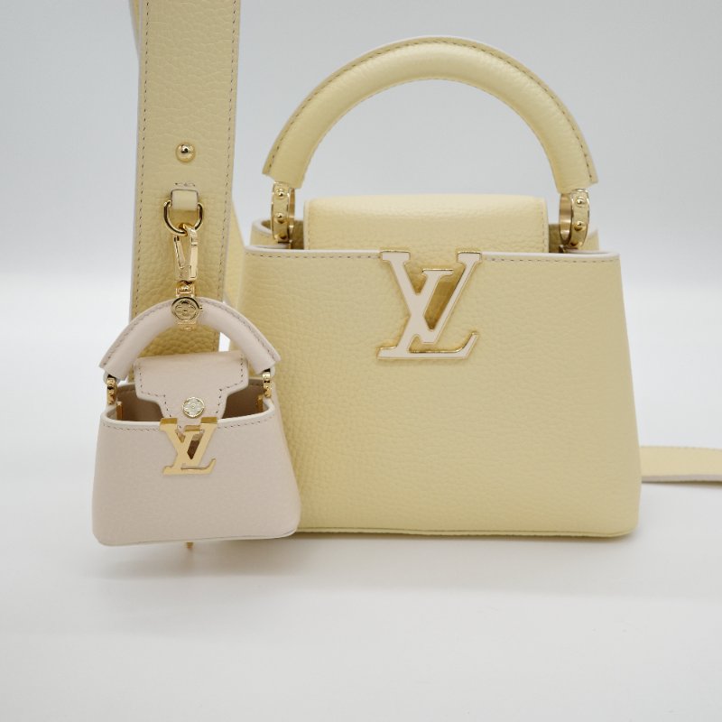Louis Vuitton 路易威登 Capucines Mini 鵝黃色 小牛皮 手提包 肩背包 斜背包 手袋-0