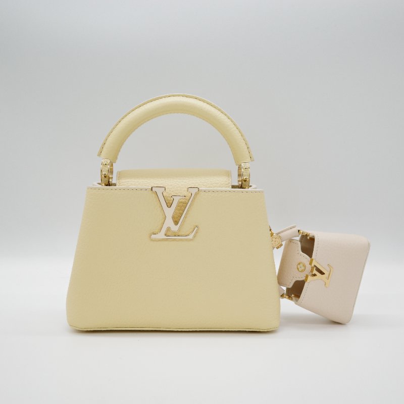 Louis Vuitton 路易威登 Capucines Mini 鵝黃色 小牛皮 手提包 肩背包 斜背包 手袋-1