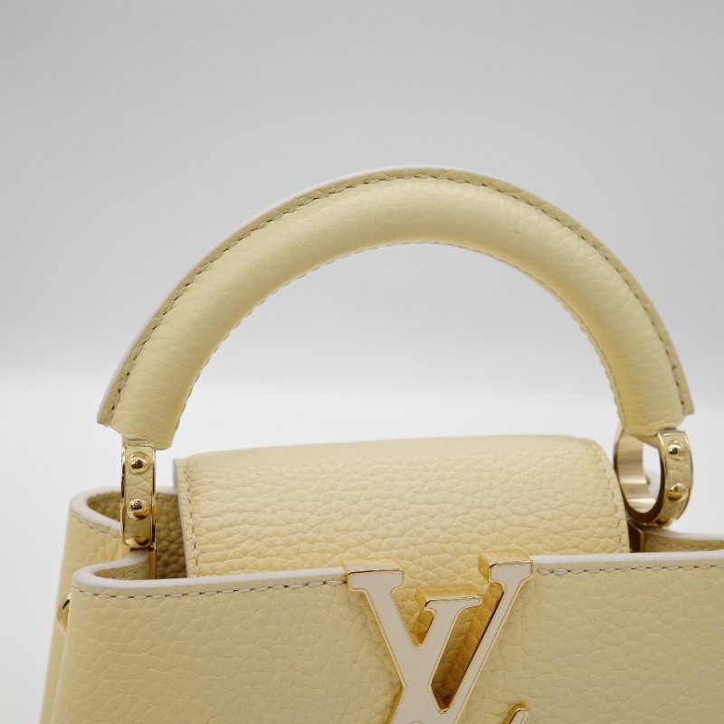 Louis Vuitton 路易威登 Capucines Mini 鵝黃色 小牛皮 手提包 肩背包 斜背包 手袋-17
