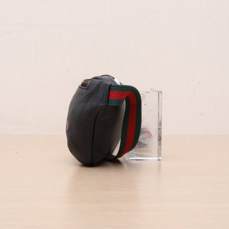 GUCCI Print復古logo印花腰包Mini22黑色牛皮肩背包-4