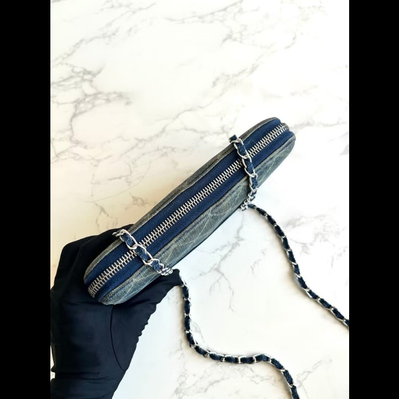 【LA LUNE】古董包 Chanel 牛仔拼皮革WOC包 側背包 斜背包 中古二手包 長夾-4