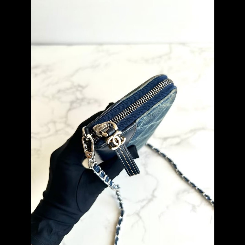 【LA LUNE】古董包 Chanel 牛仔拼皮革WOC包 側背包 斜背包 中古二手包 長夾-7