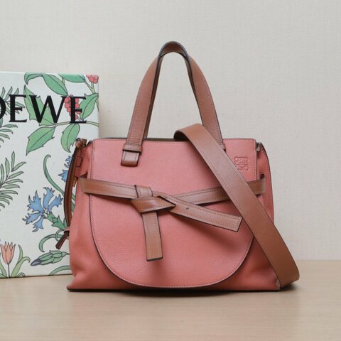 LOEWE GateTote托特手提中號拼色牛皮金扣肩背包