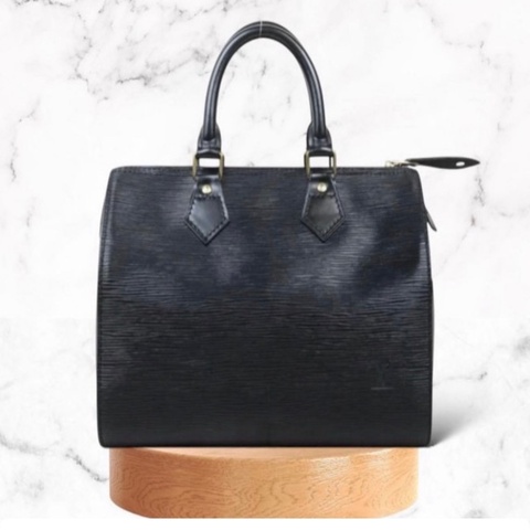 「JL精品代購」9新 Lv speedy 黑色水波紋 波士頓包