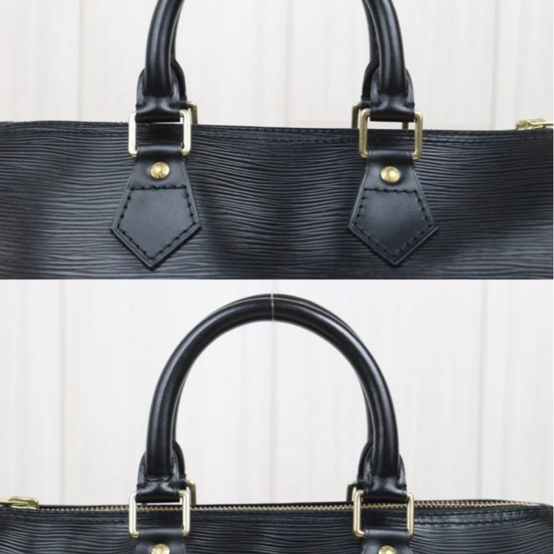 「JL精品代購」9新 Lv speedy 黑色水波紋 波士頓包-4