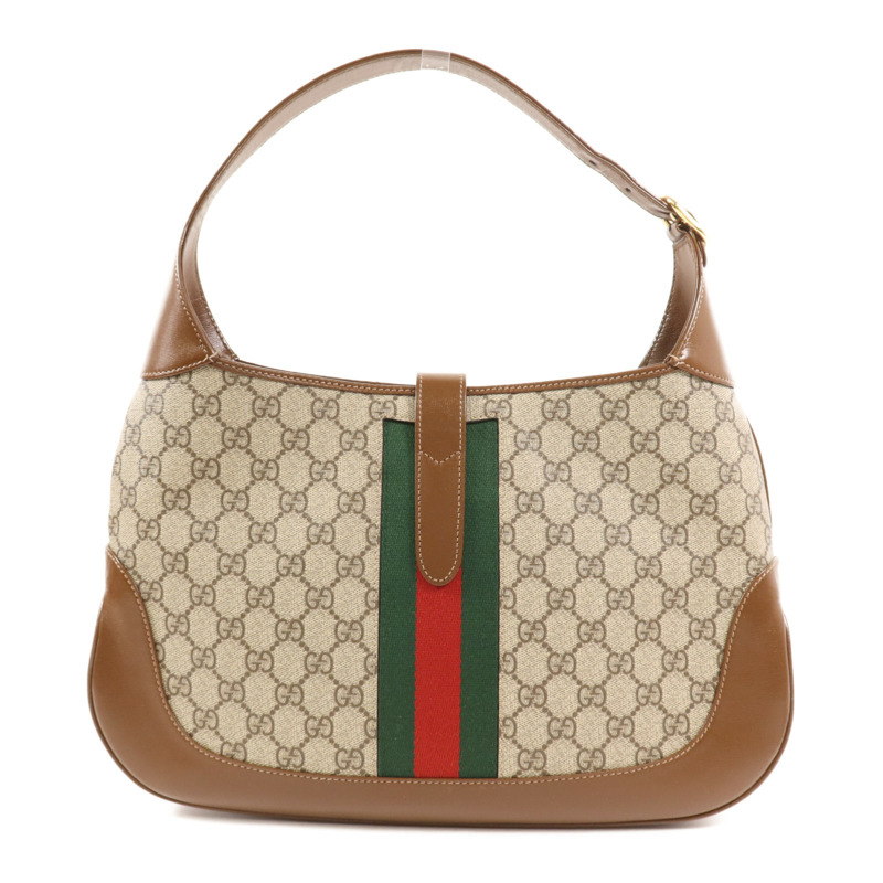 GUCCI 塗層帆布/牛皮皮革Jackie 1961 Medium金扣手挽肩背兩用袋-1