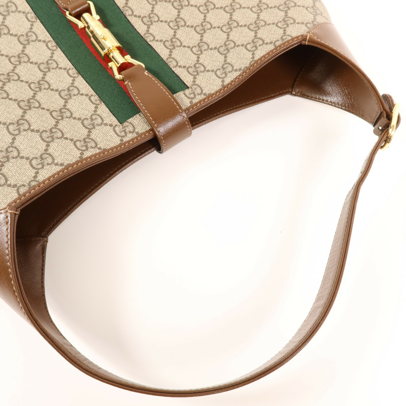 GUCCI 塗層帆布/牛皮皮革Jackie 1961 Medium金扣手挽肩背兩用袋-7