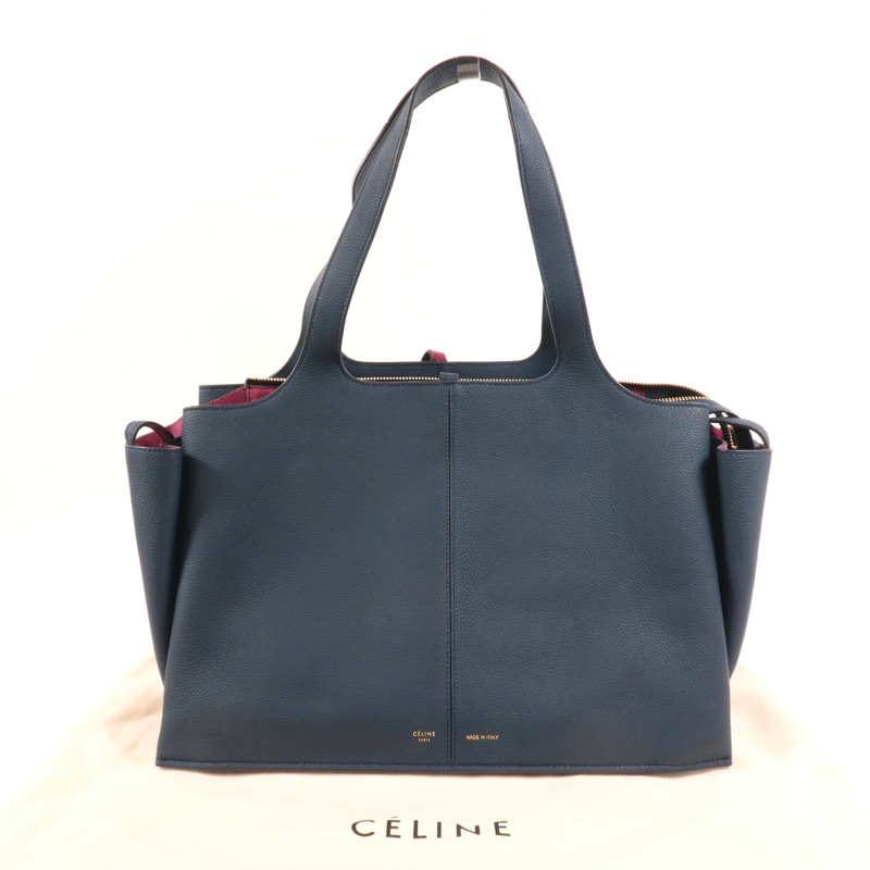 CELINE 牛皮皮革Tri-Fold金扣肩背袋-14