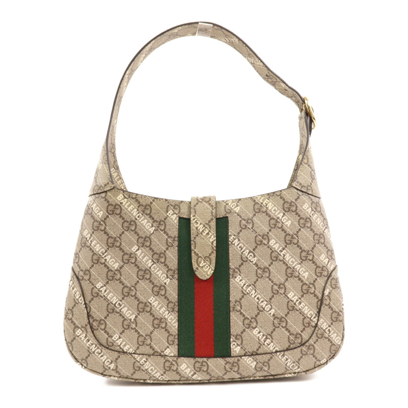 GUCCI 塗層帆布Gucci x Balenciaga Jackie 1961金扣手挽肩背兩用袋-1