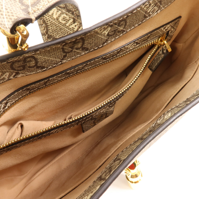 GUCCI 塗層帆布Gucci x Balenciaga Jackie 1961金扣手挽肩背兩用袋-4