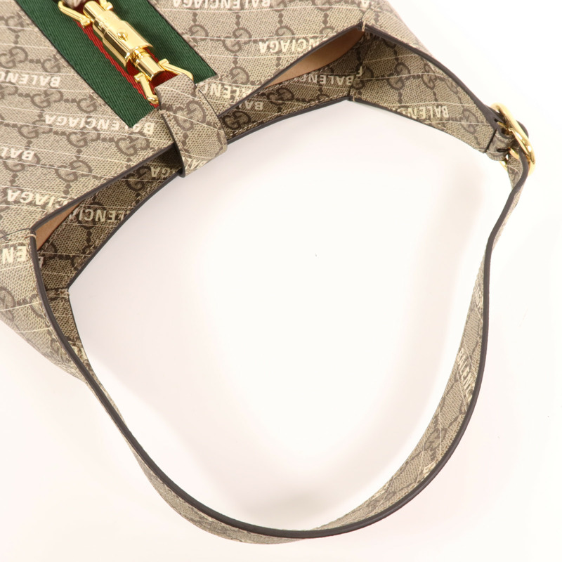 GUCCI 塗層帆布Gucci x Balenciaga Jackie 1961金扣手挽肩背兩用袋-7