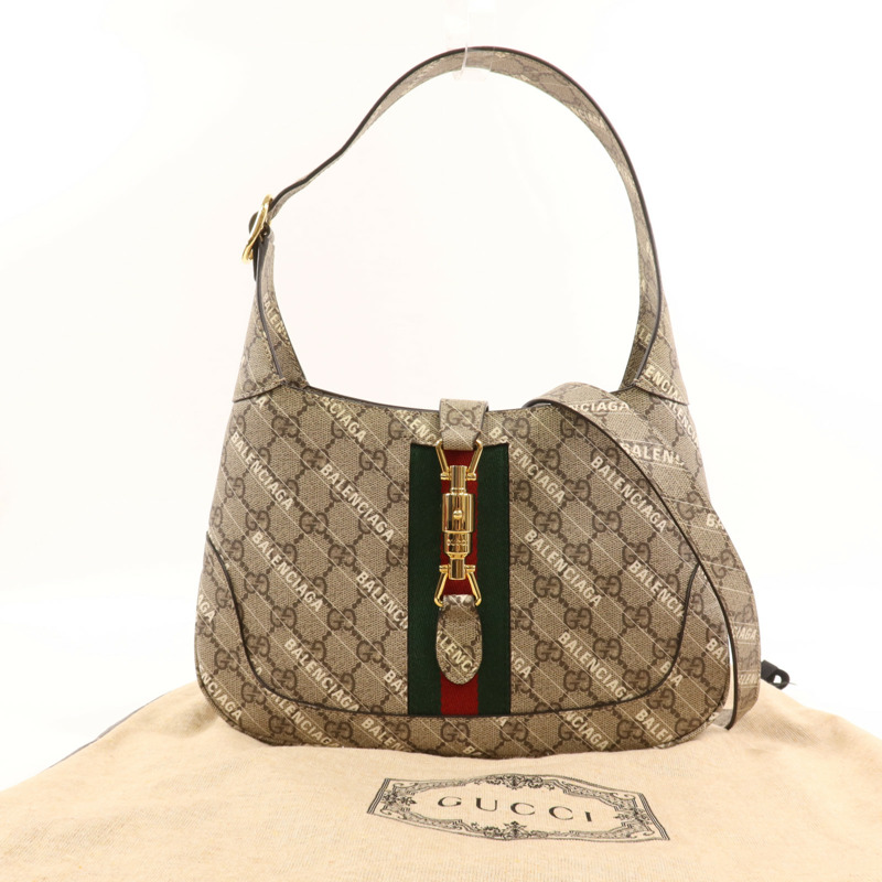 GUCCI 塗層帆布Gucci x Balenciaga Jackie 1961金扣手挽肩背兩用袋-13
