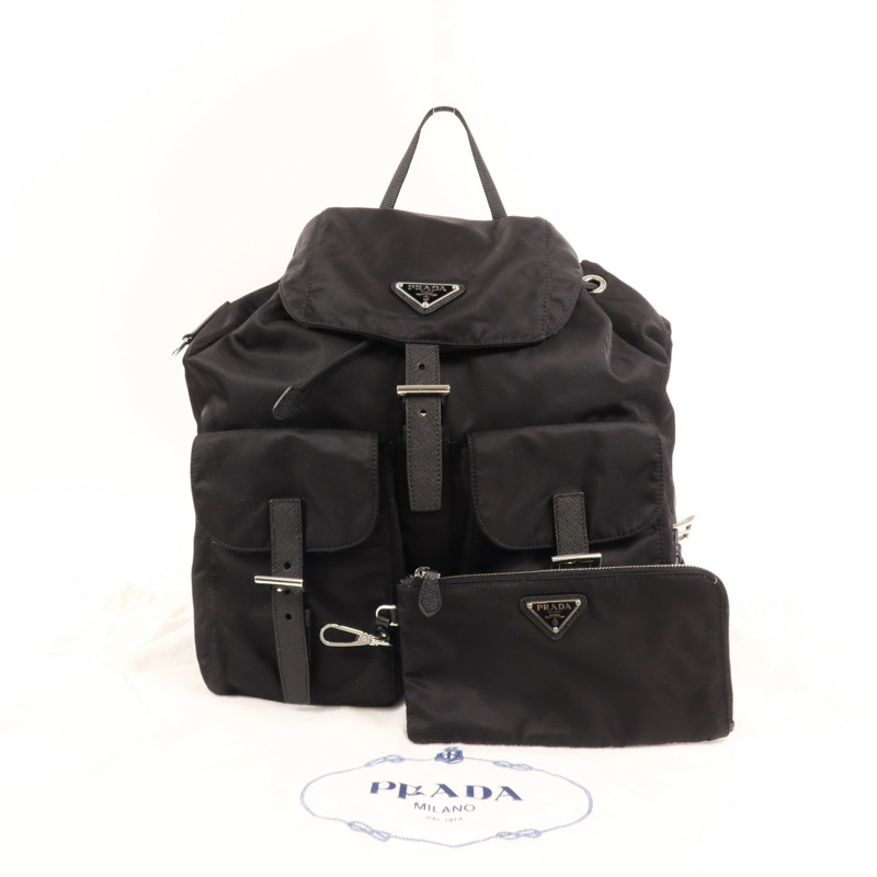 PRADA 尼龍Backpack銀扣背包-13