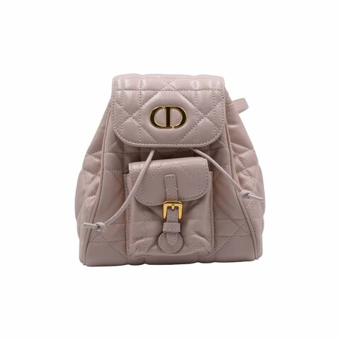 DIOR迪奥Caro小號淡粉色皮革雙肩背包