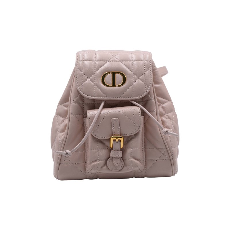 DIOR迪奥Caro小號淡粉色皮革雙肩背包-0