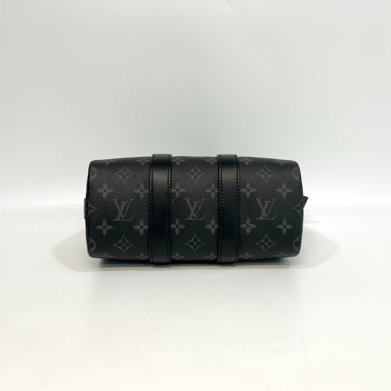 LV黑灰原花銀釦Keepall 25手提斜背包M46271-4