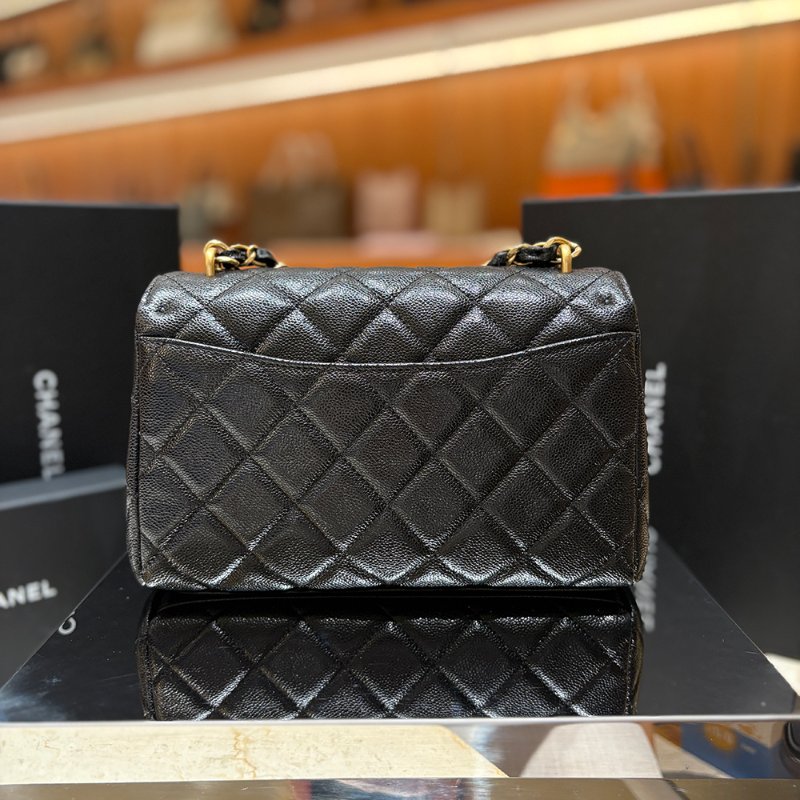 【現貨|快速出貨】CHANEL 25P 黑色魚子醬牛皮雙鏈口蓋包 22cm|經典金鍊|Caviar皮 全新-4