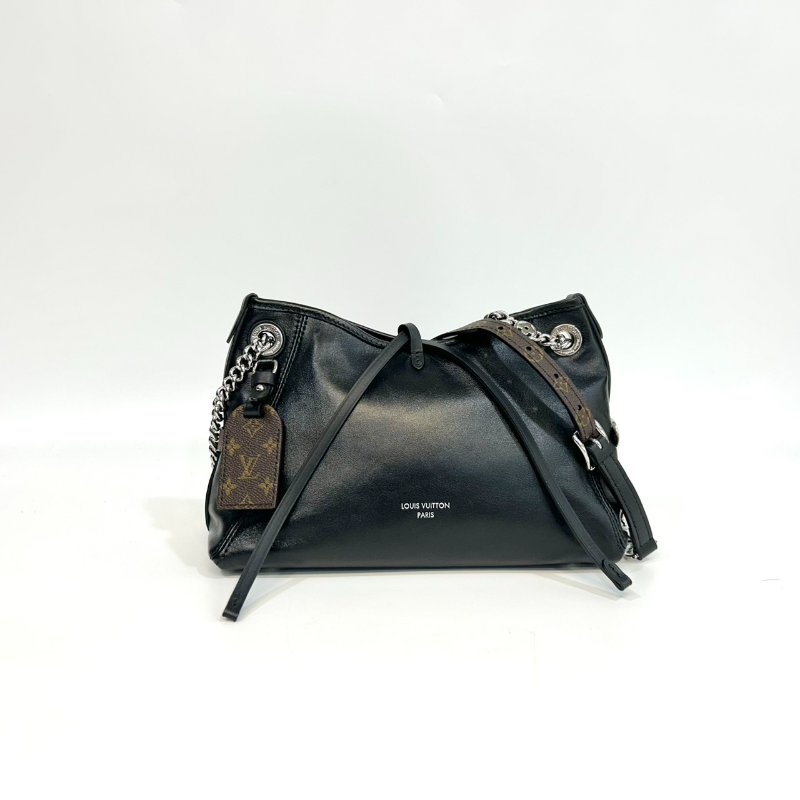 LV黑色羊皮銀鏈CarryAll Vibe BB肩側背包M12888-0