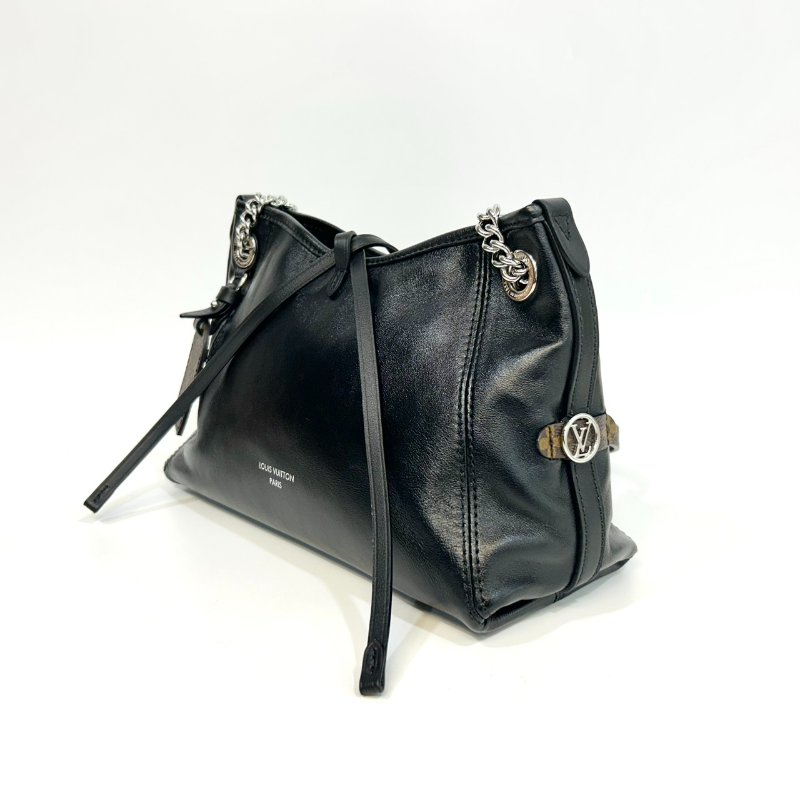 LV黑色羊皮銀鏈CarryAll Vibe BB肩側背包M12888-6