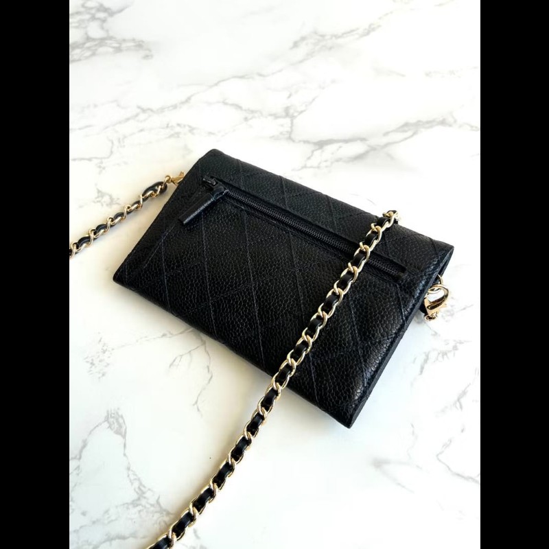 【LA LUNE】中古包 Chanel黑色魚子醬信封包 斜背包 單肩包 側背包 二手包-2