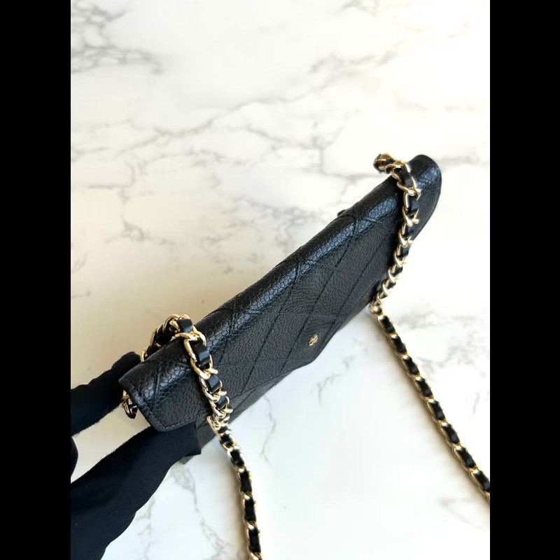 【LA LUNE】中古包 Chanel黑色魚子醬信封包 斜背包 單肩包 側背包 二手包-4