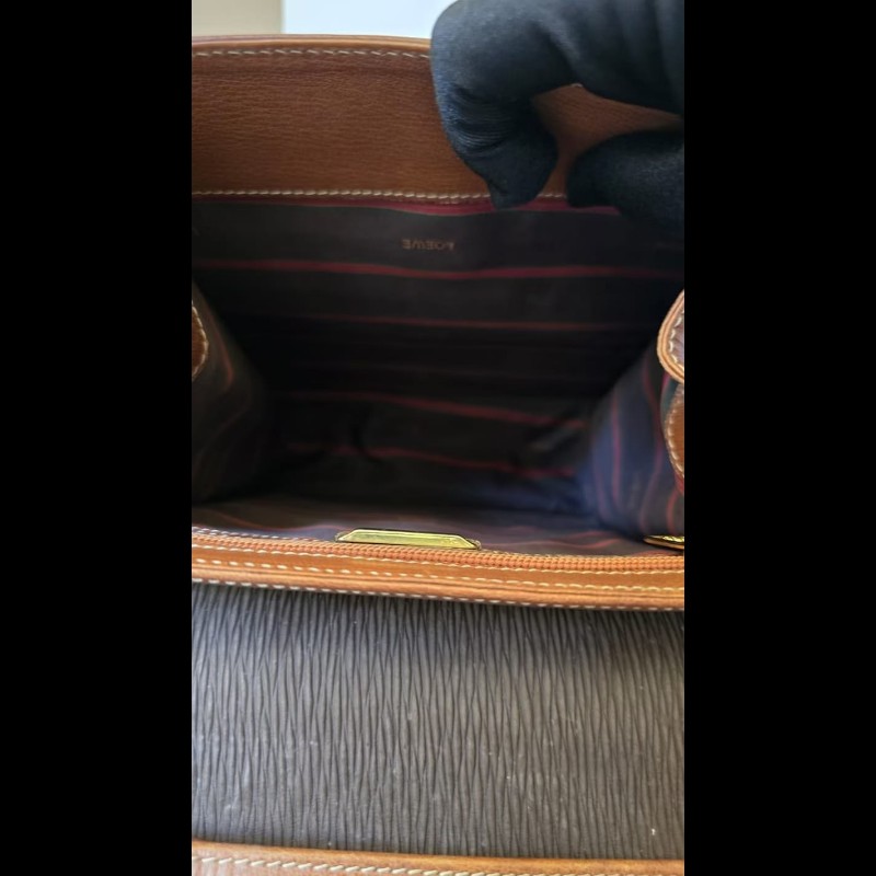 【LA LUNE】絕版古董包 Loewe中古蛇骨凱莉包 單肩包 皮革包 斜背復古二手-7