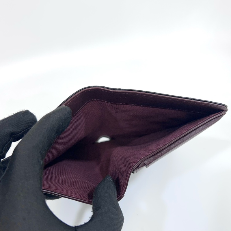 Chanel黑色銀雙C LOGO羊皮對開8卡長夾A31509-6