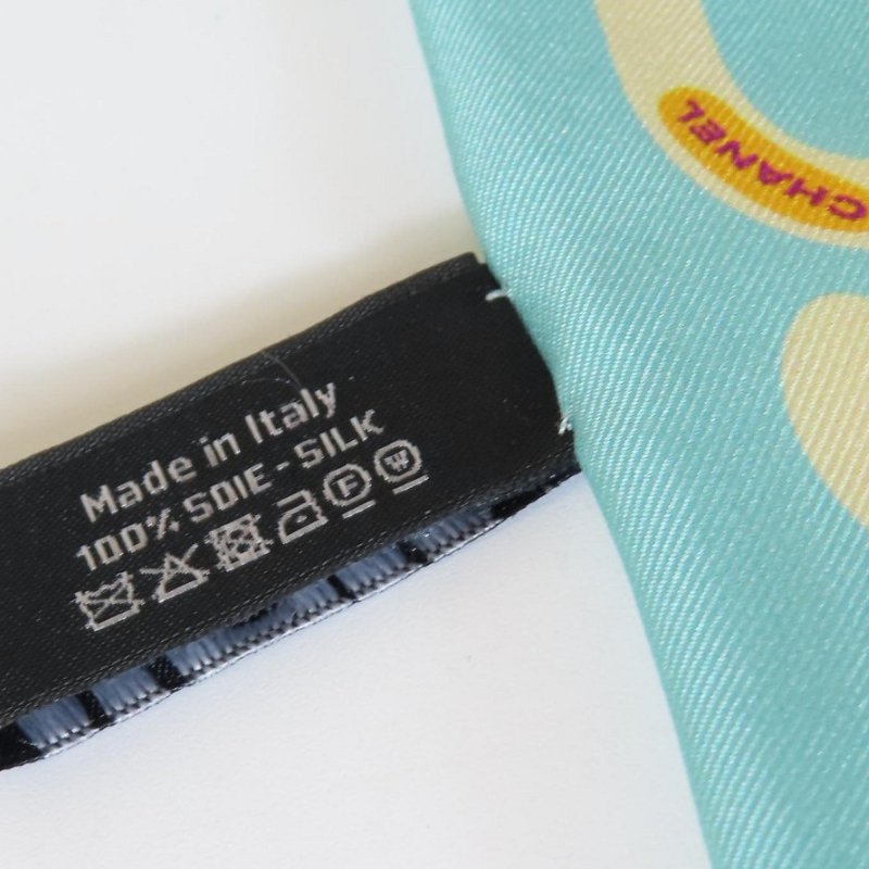 【巴黎站二手名牌專賣店】*現貨*CHANEL 香奈兒 真品*淺藍色經典鍊條印花髮飾絲巾組-3